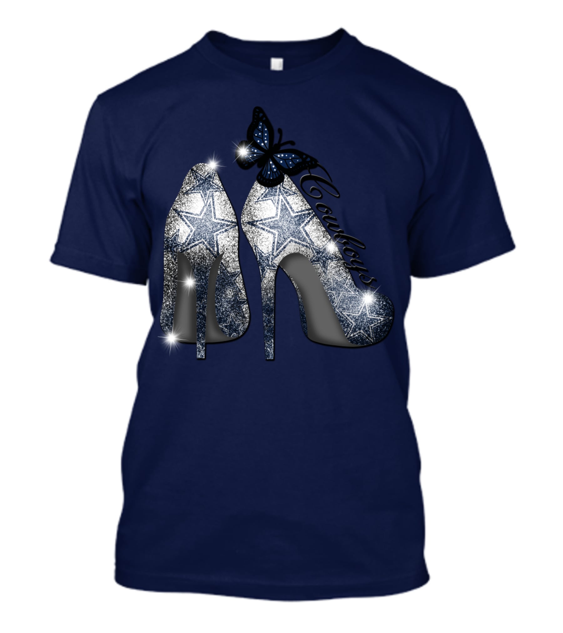 Dallas Cowboys Heels And Butterfly Sparkle Stars T-Shirt