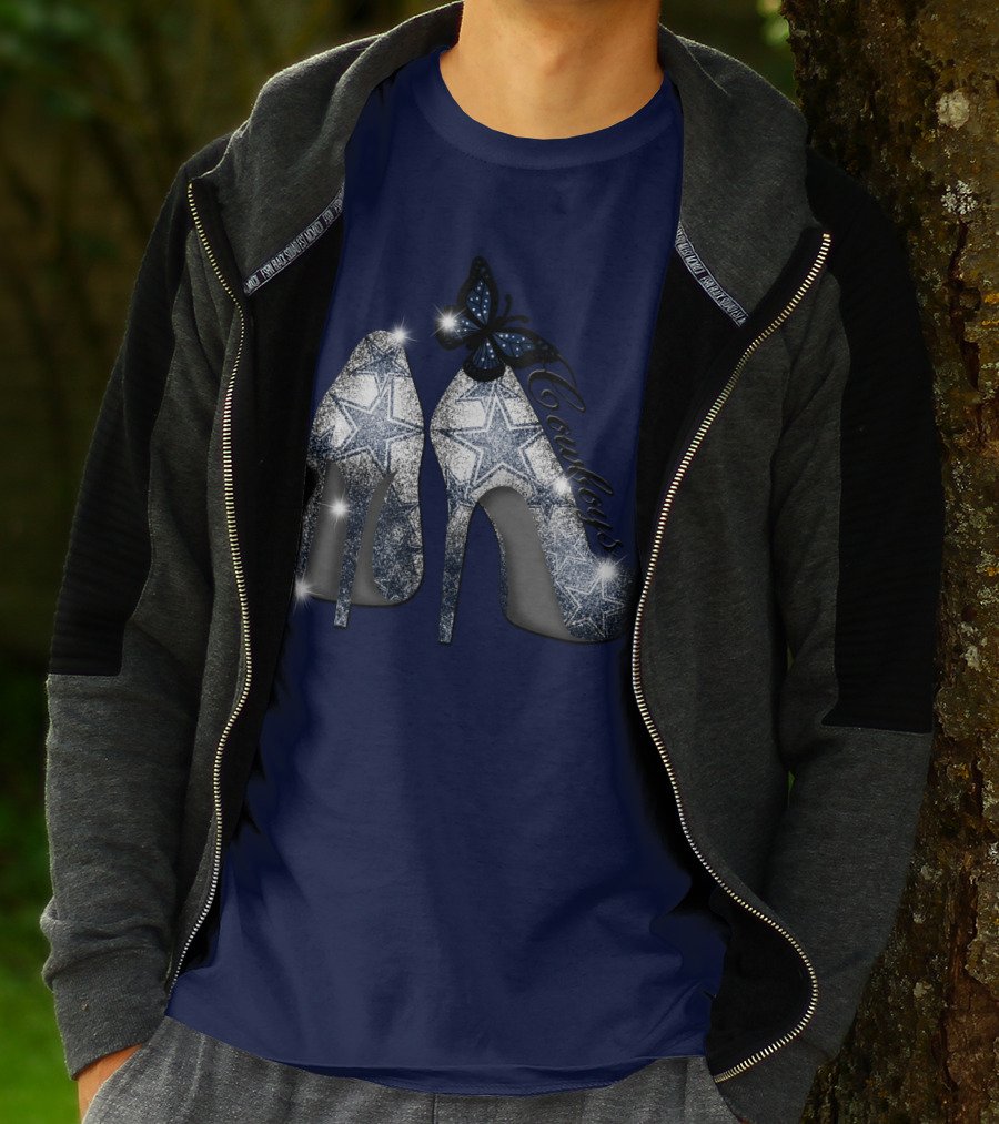 Dallas Cowboys Heels And Butterfly Sparkle Stars T-Shirt