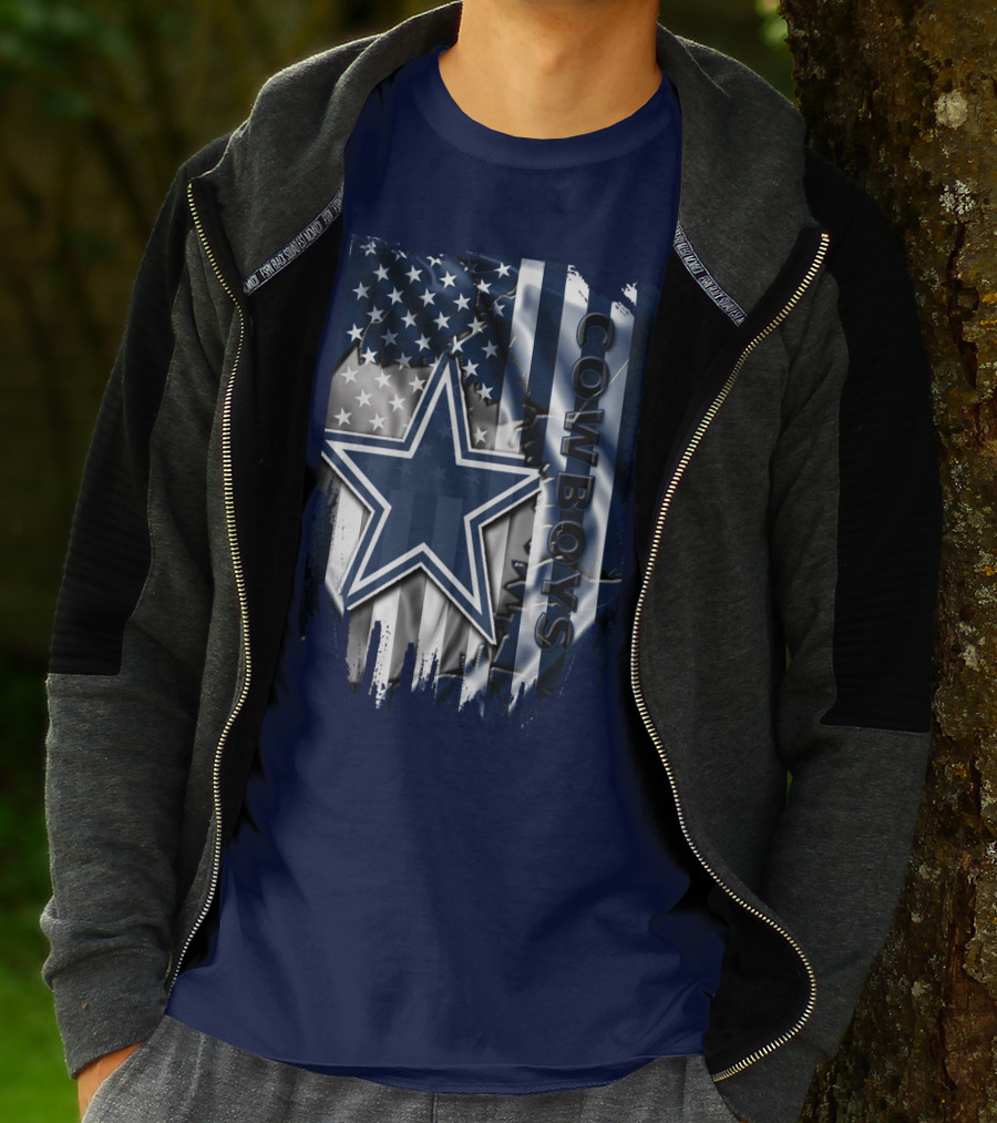 Cowboys American Flag Star Logo Navy Blue T-Shirt