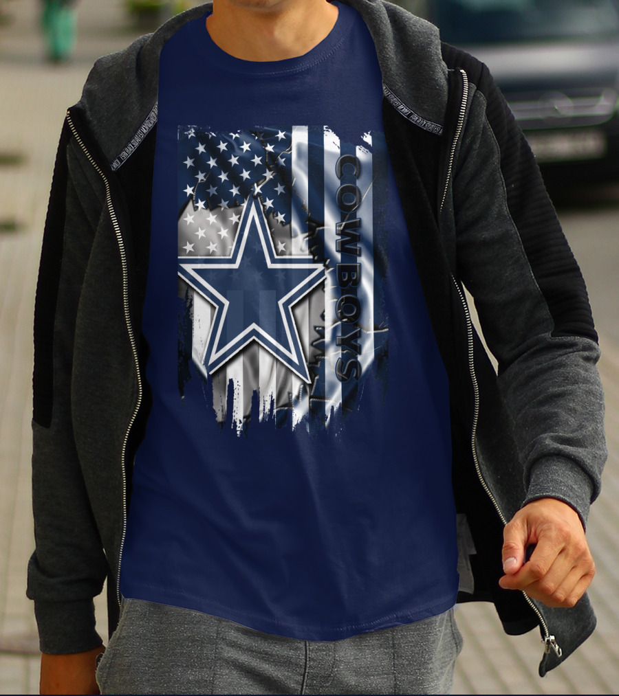 Cowboys American Flag Star Logo Navy Blue T-Shirt
