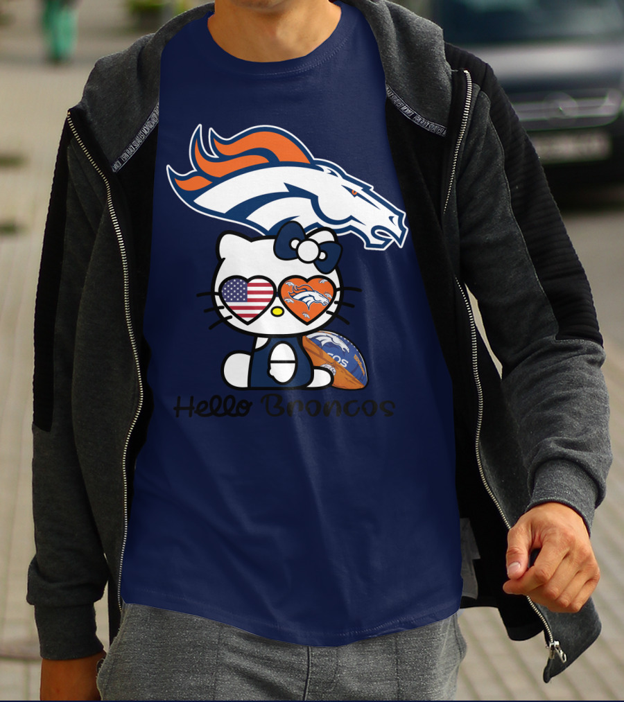 Hello Broncos Denver Broncos Football Hello Kitty T-Shirt