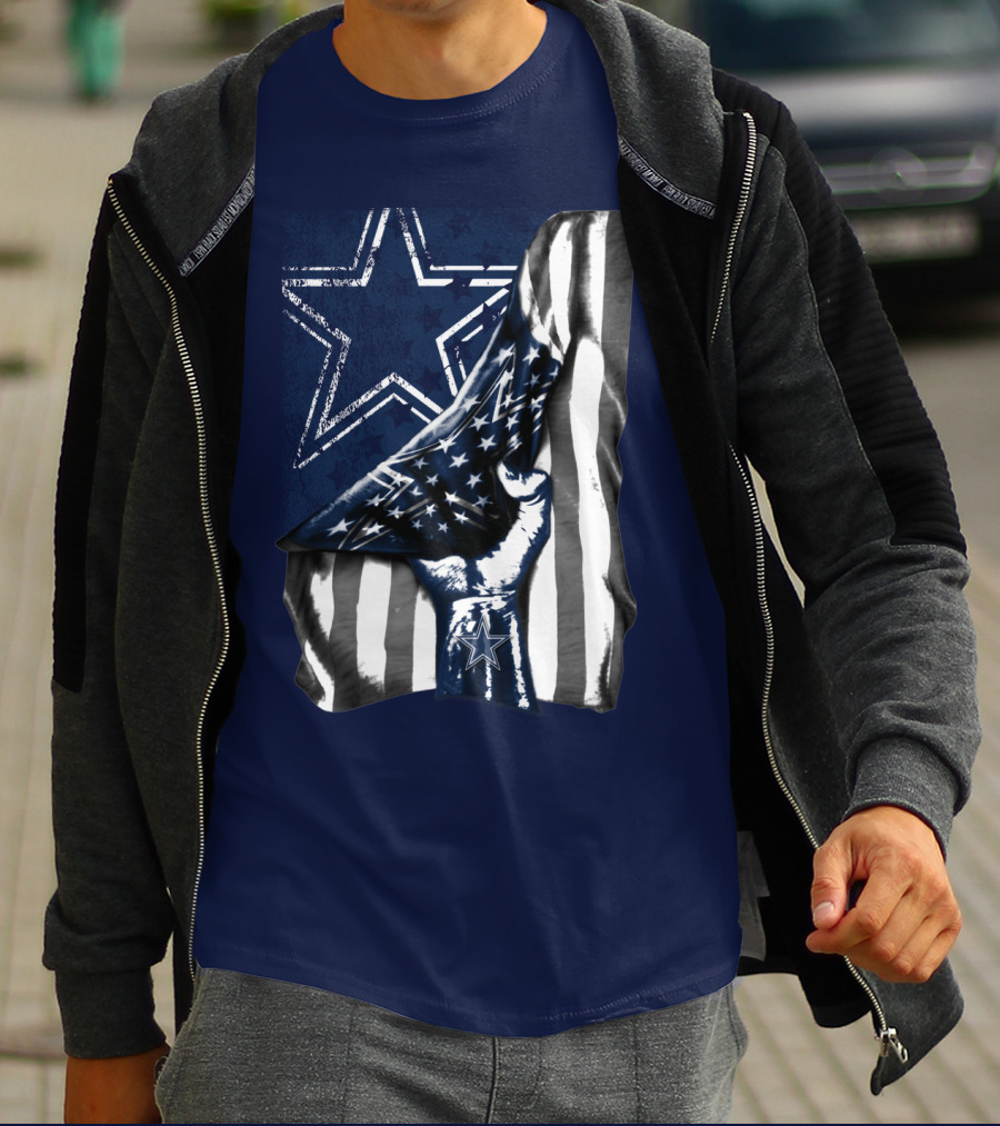 Dallas Cowboys Star Fist With American Flag T-Shirt