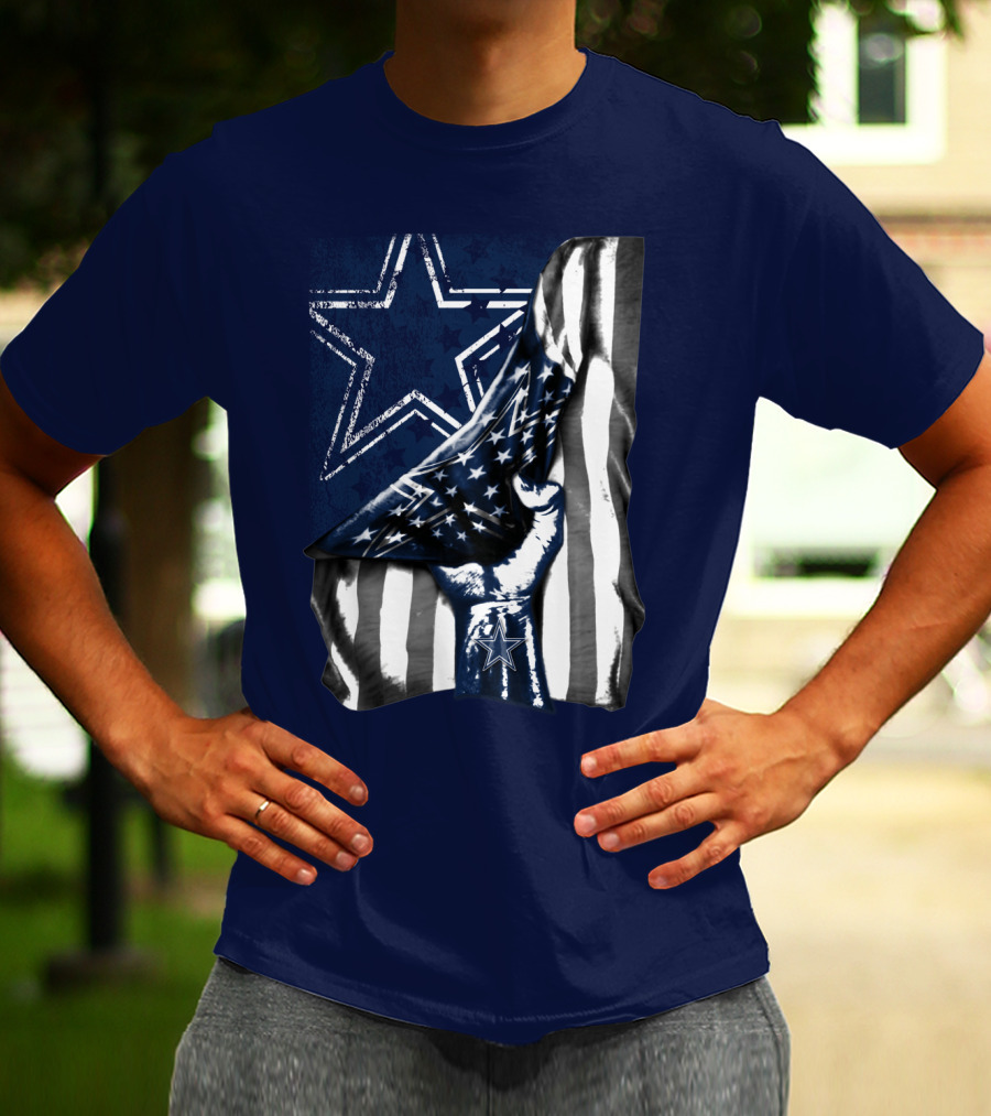 Dallas Cowboys Star Fist With American Flag T-Shirt
