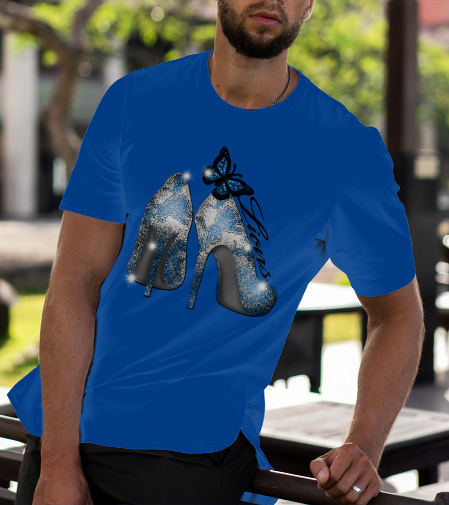 Detroit Lions High Heels Butterfly Sparkle T-Shirt