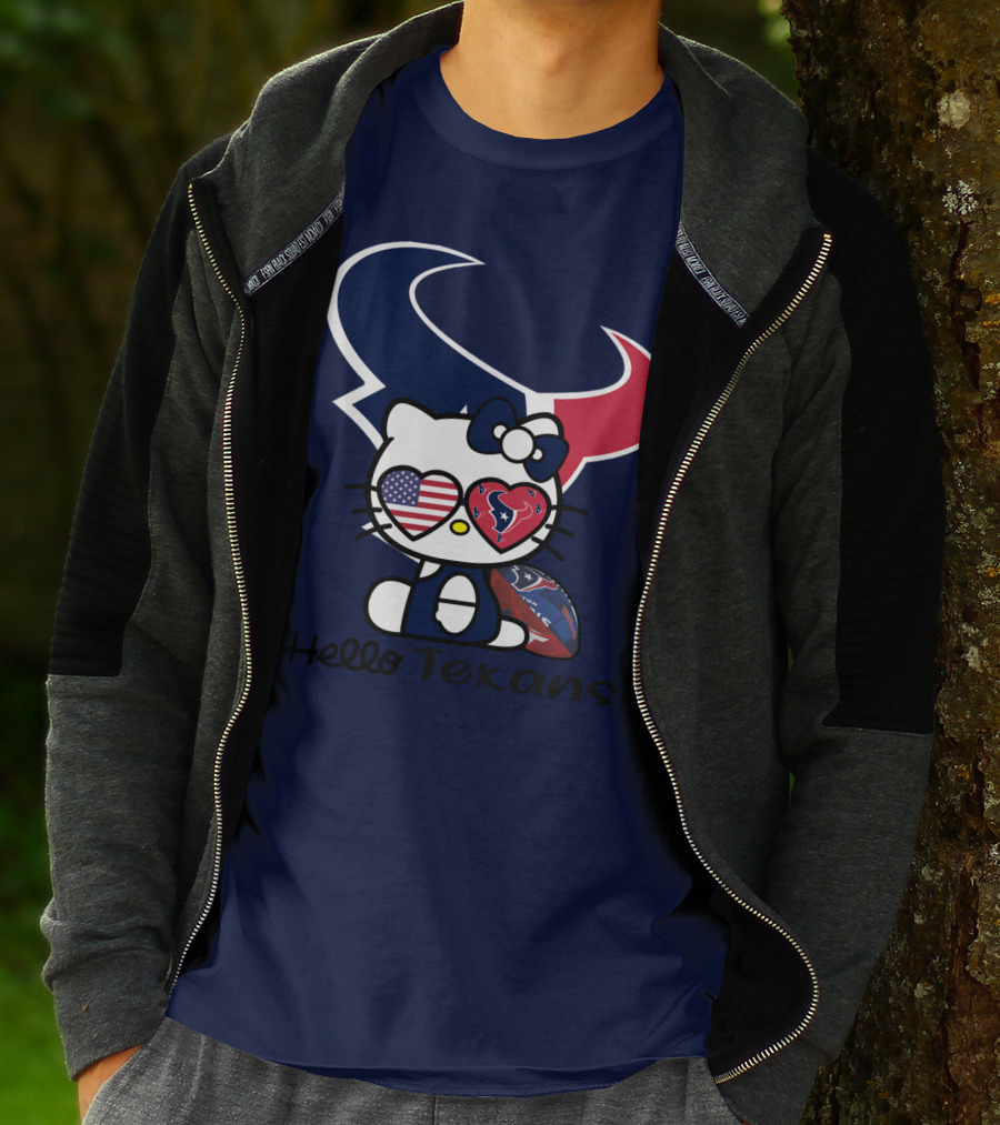 Hello Texans Houston Texans American Flag Football T-Shirt