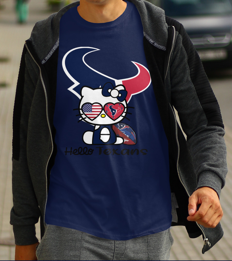 Hello Texans Houston Texans American Flag Football T-Shirt