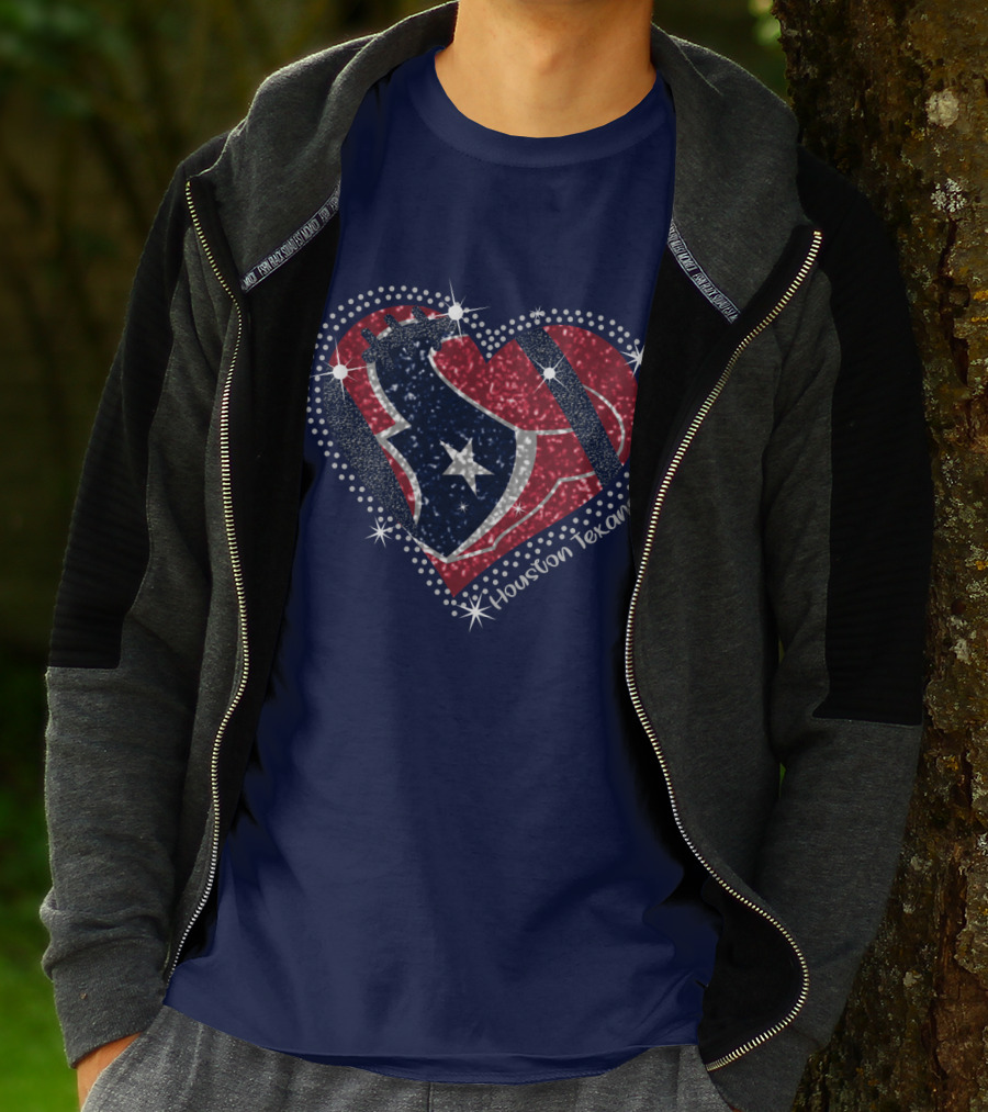 Houston Texans Heart Logo Sparkle T-Shirt