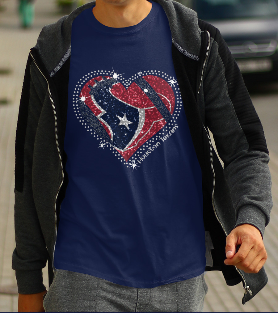 Houston Texans Heart Logo Sparkle T-Shirt