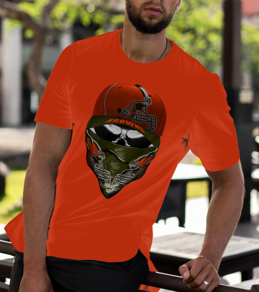 Cleveland Browns Helmet Cap And Bandana Combo T-Shirt