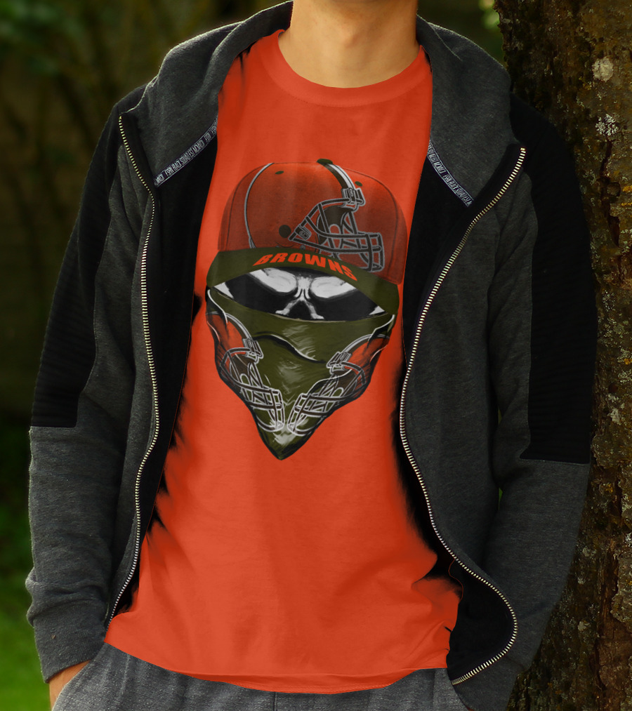 Cleveland Browns Helmet Cap And Bandana Combo T-Shirt