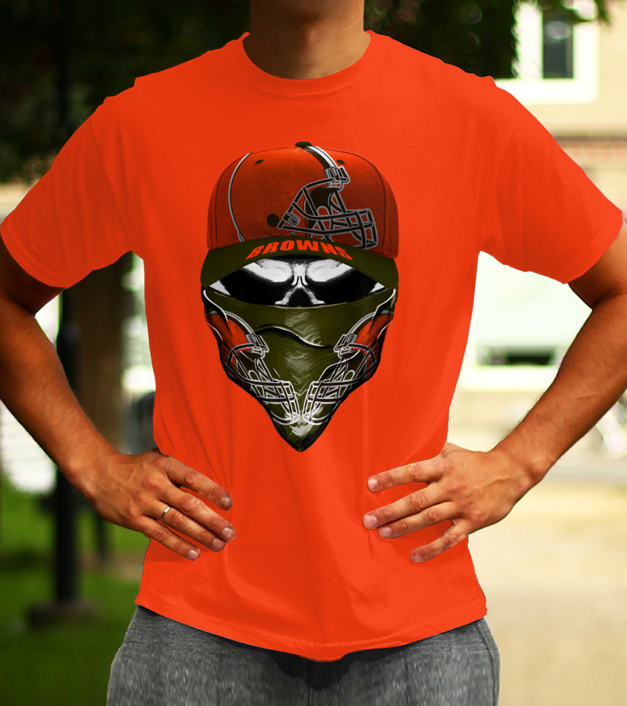 Cleveland Browns Helmet Cap And Bandana Combo T-Shirt