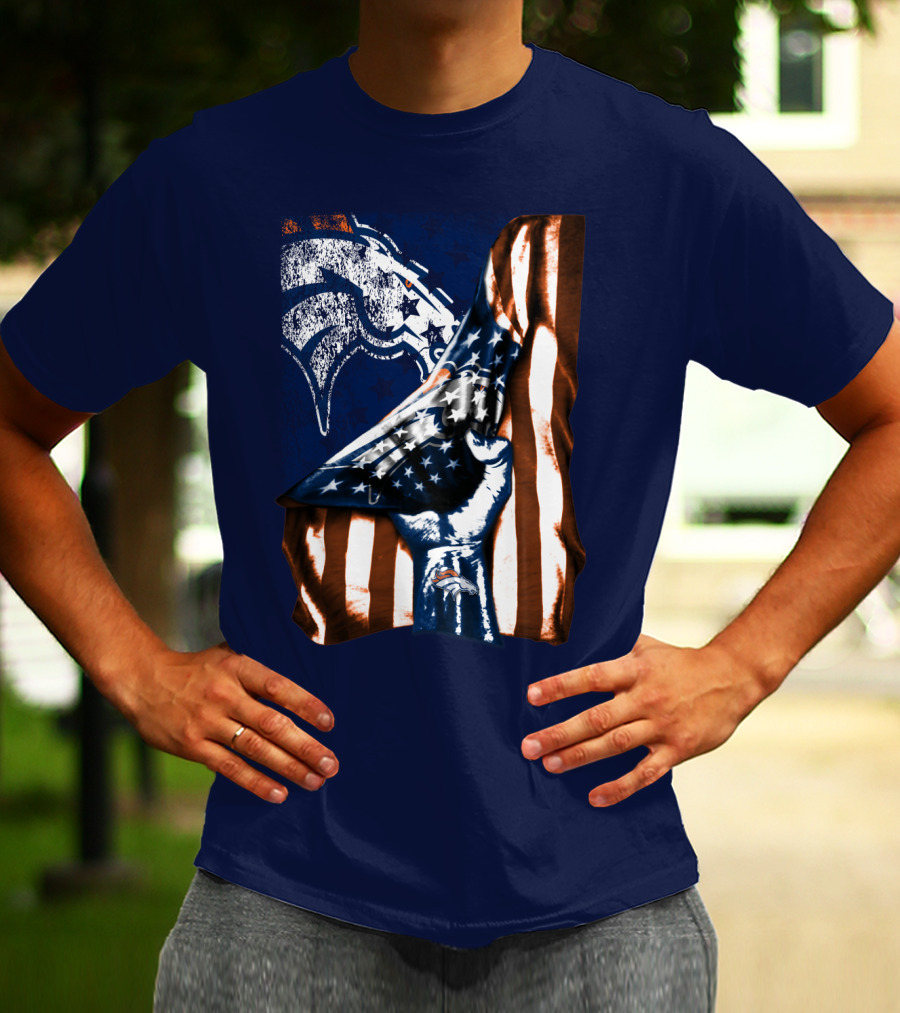 Denver Broncos American Flag Fist T-Shirt