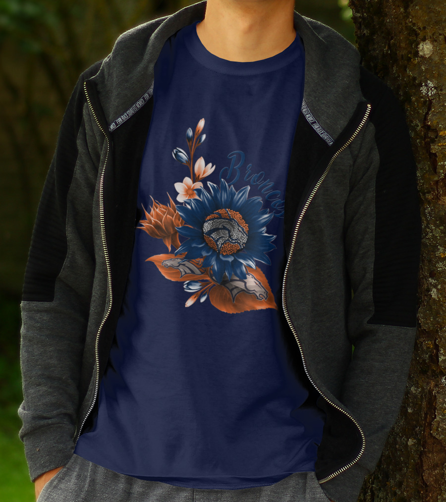 Broncos Floral Design With Team Logo Elements T-Shirt