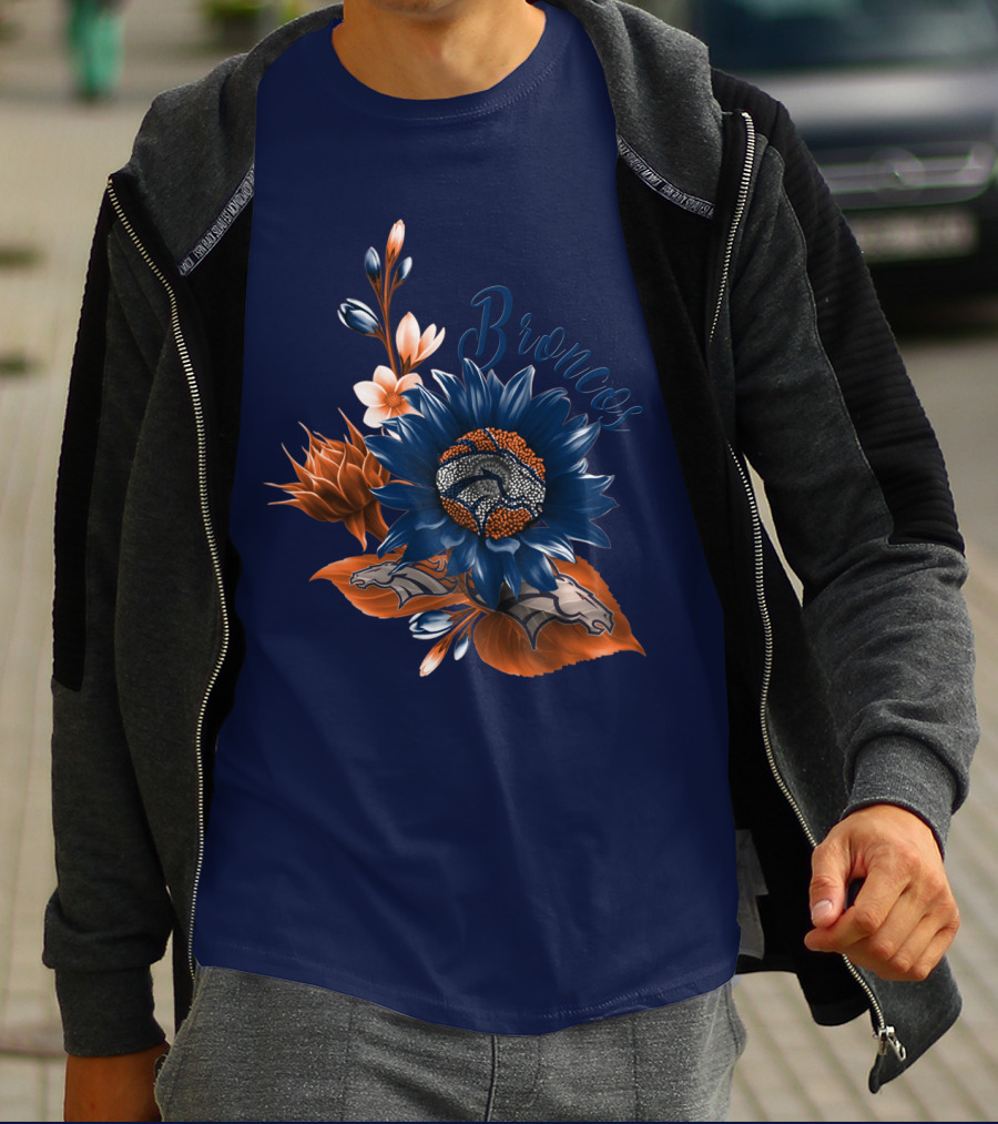 Broncos Floral Design With Team Logo Elements T-Shirt