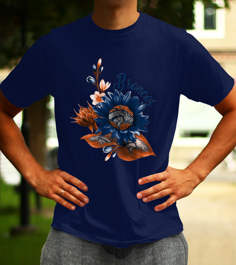 Broncos Floral Design With Team Logo Elements T-Shirt
