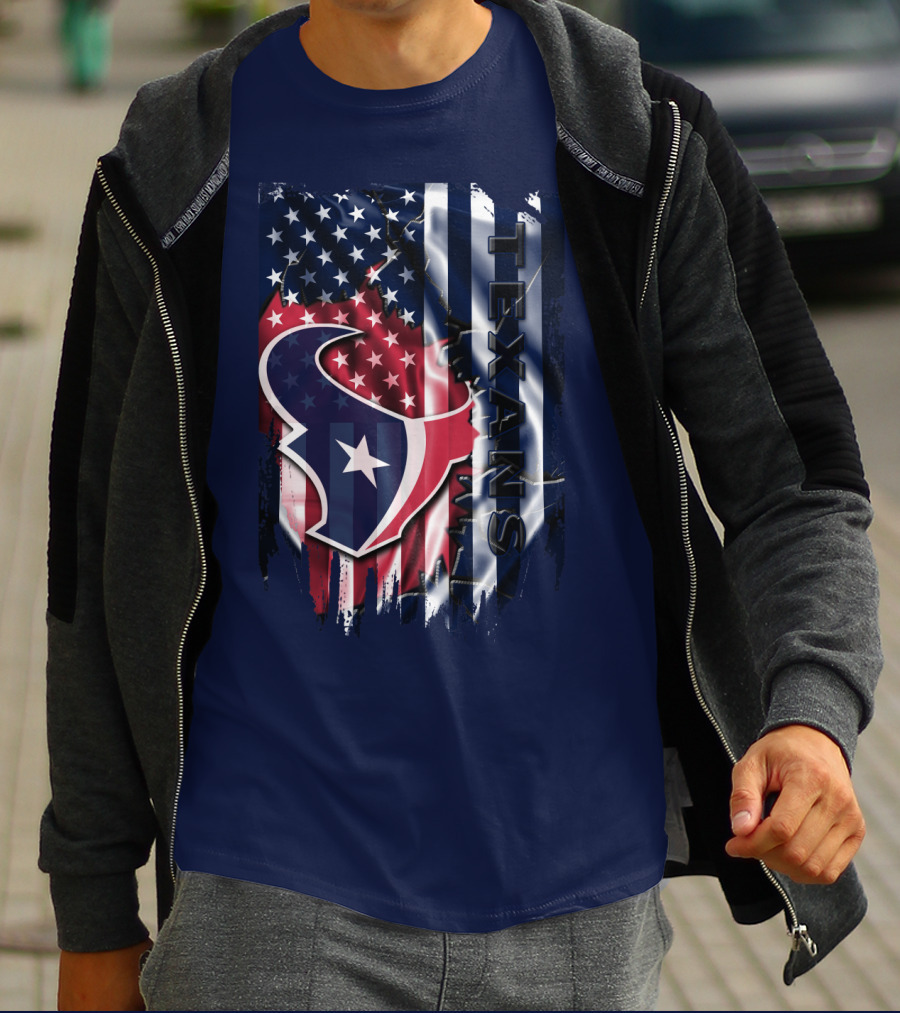 Houston Texans Usa Flag T-Shirt