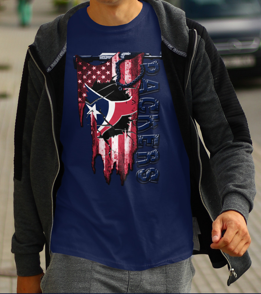 Houston Texans Packers American Flag T-Shirt
