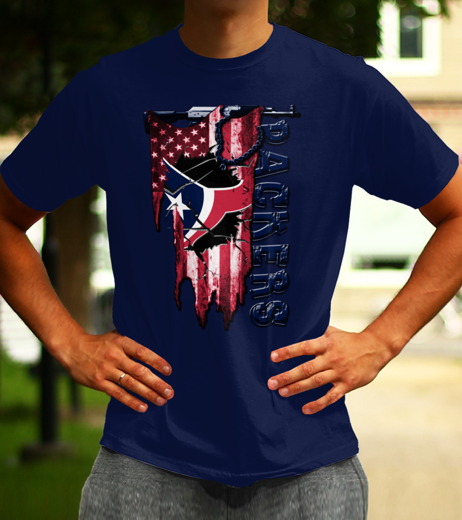 Houston Texans Packers American Flag T-Shirt