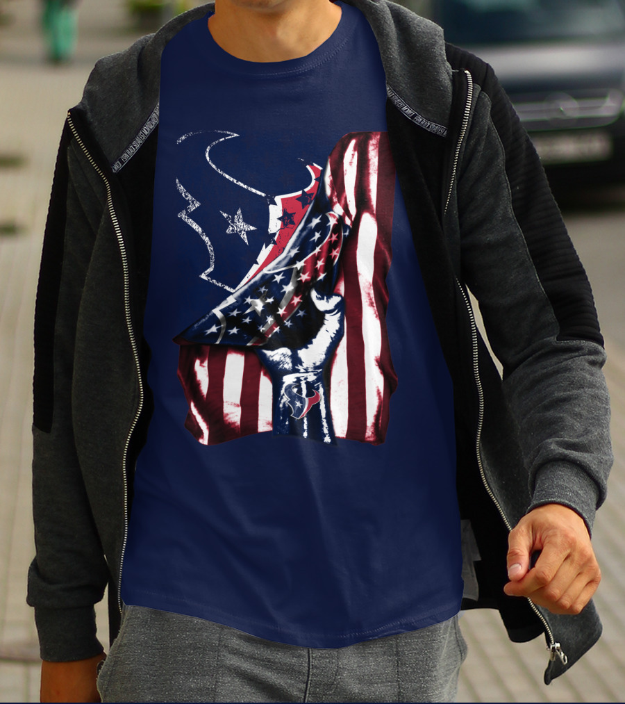 Houston Texans American Flag Fist T-Shirt