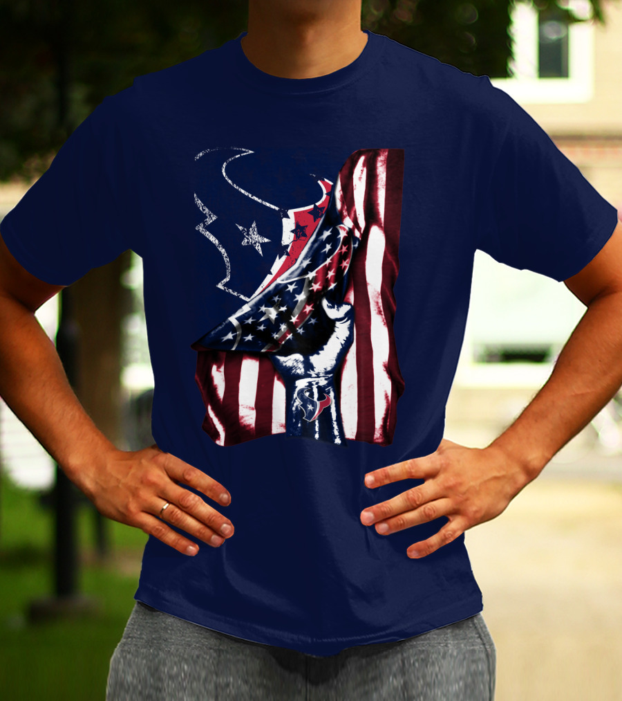 Houston Texans American Flag Fist T-Shirt