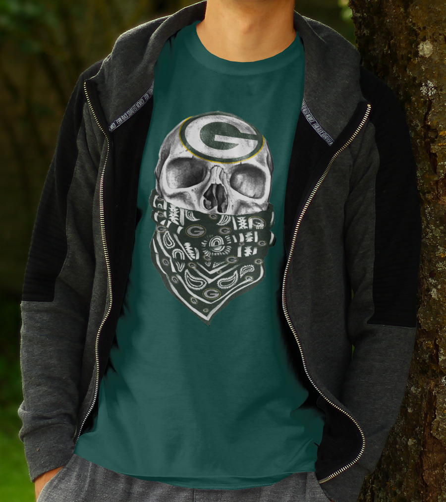 Green Bay Packers Skull Bandana Style T-Shirt