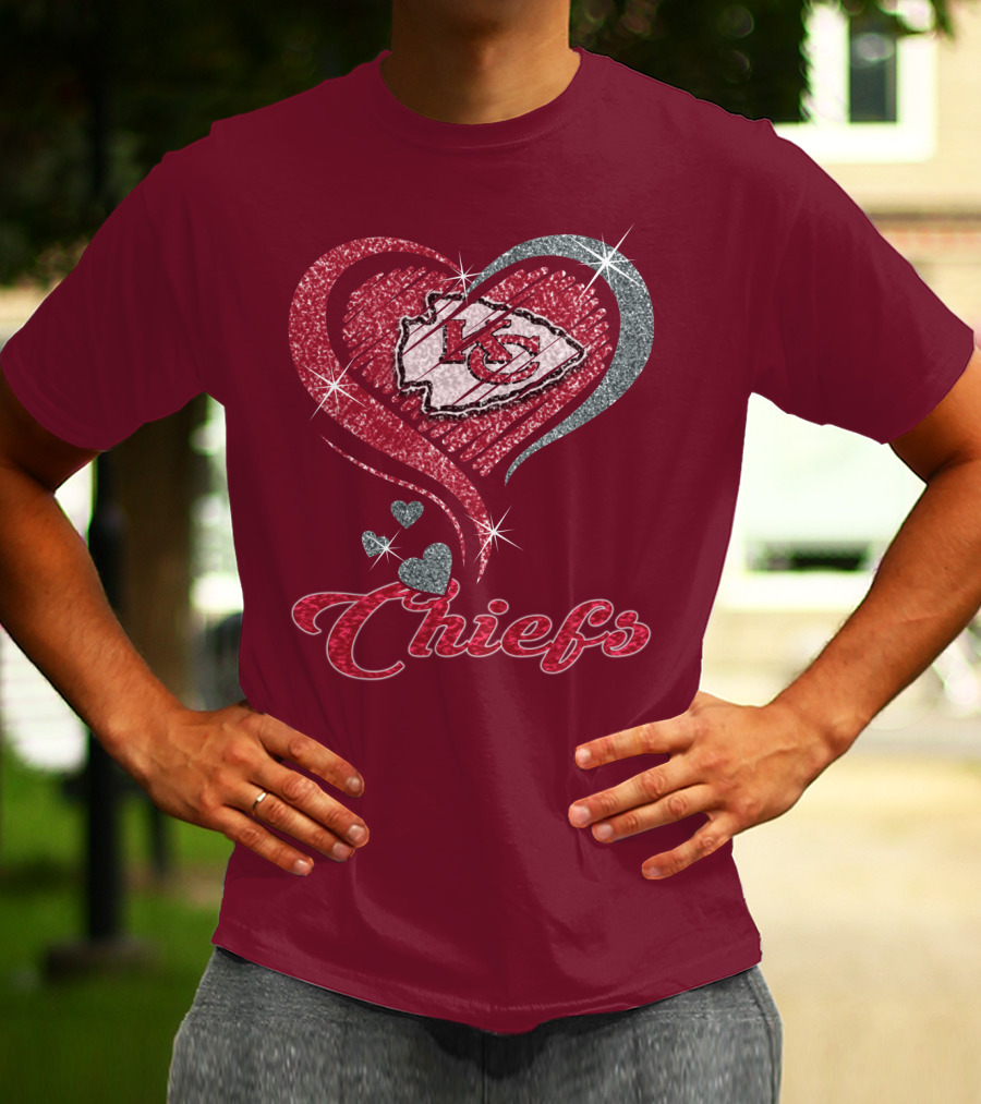 Kansas City Chiefs Heart Logo Sparkle Chiefs T-Shirt