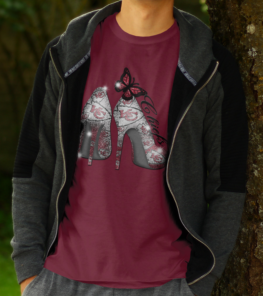 Kansas City Chiefs High Heels With Butterfly T-Shirt