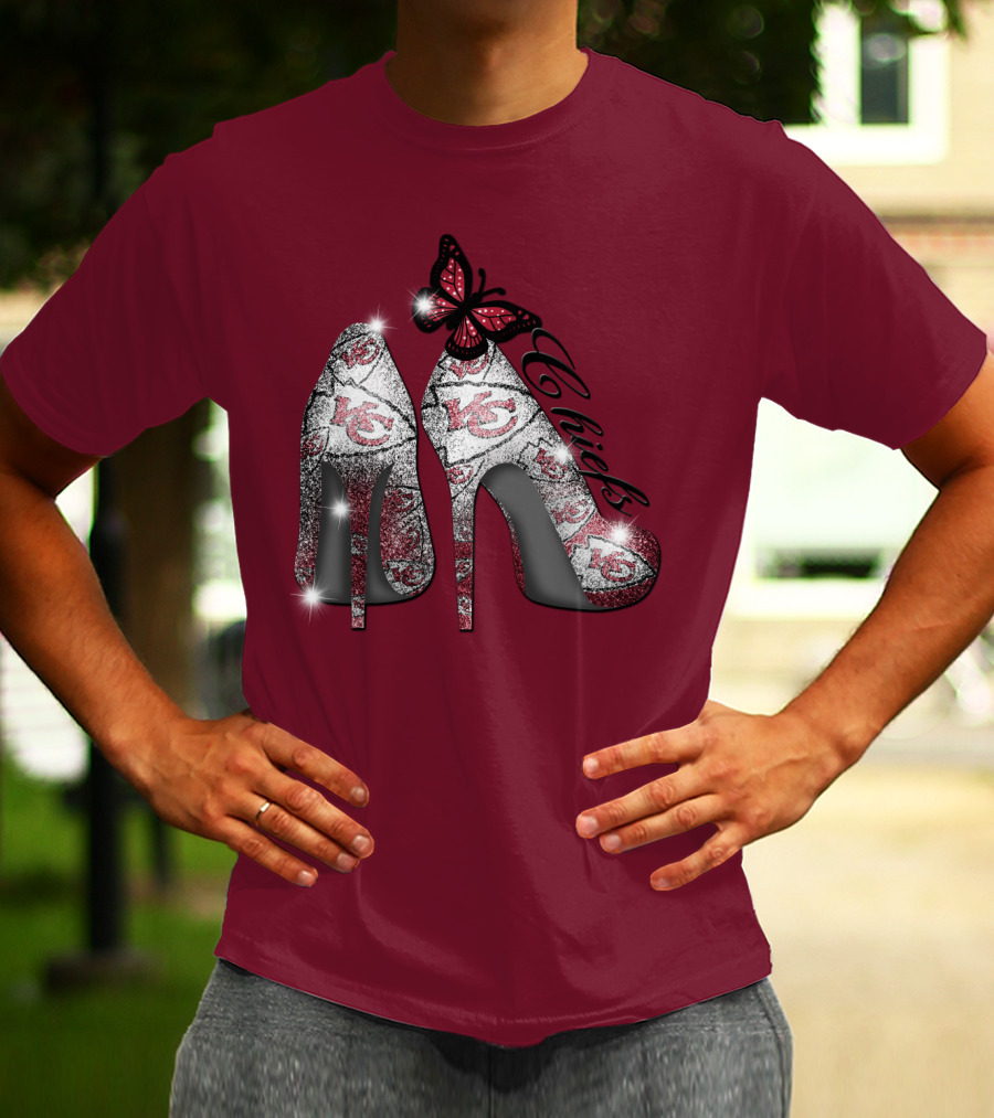 Kansas City Chiefs High Heels With Butterfly T-Shirt