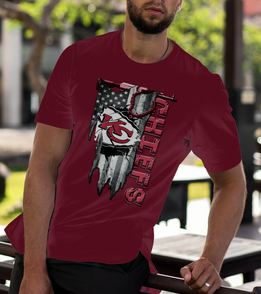 Chiefs Kc American Flag Torn T-Shirt