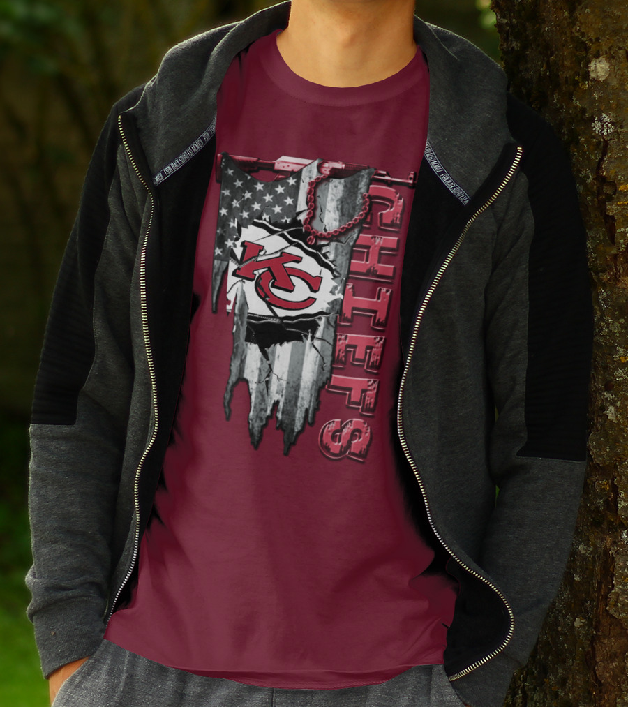 Chiefs Kc American Flag Torn T-Shirt