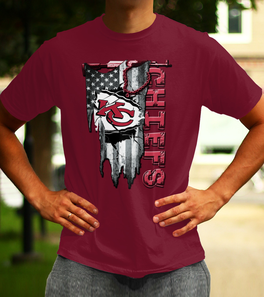 Chiefs Kc American Flag Torn T-Shirt