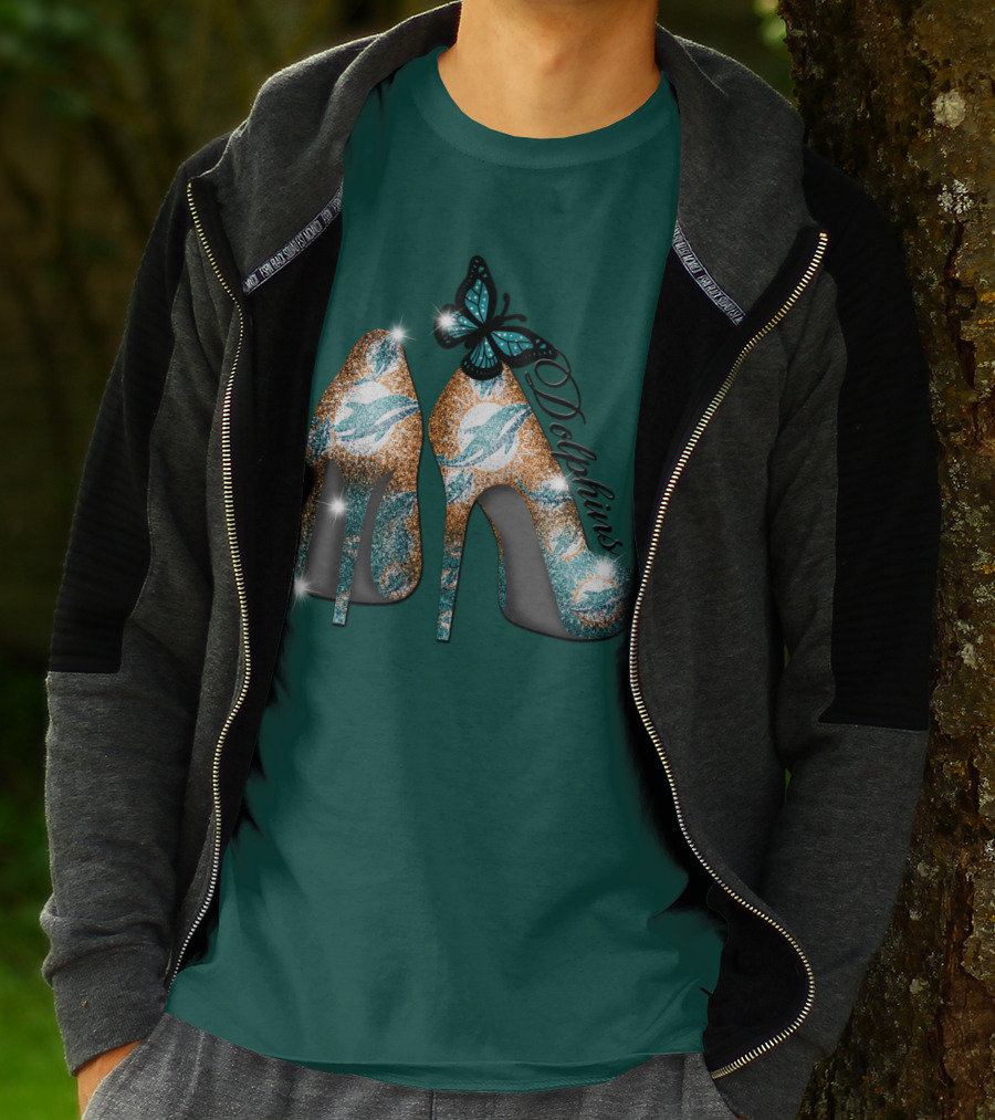 Miami Dolphins Heels With Butterfly T-Shirt