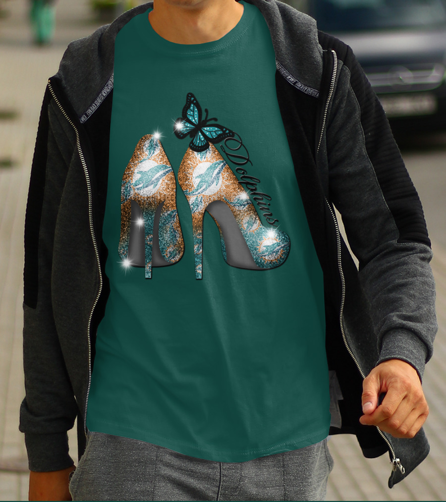 Miami Dolphins Heels With Butterfly T-Shirt