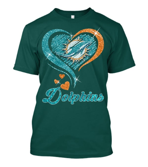 Miami Dolphins Sparkling Heart T-Shirt