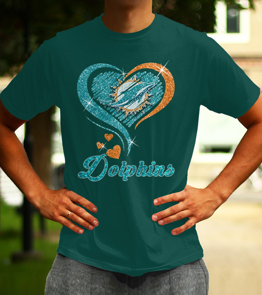 Miami Dolphins Sparkling Heart T-Shirt