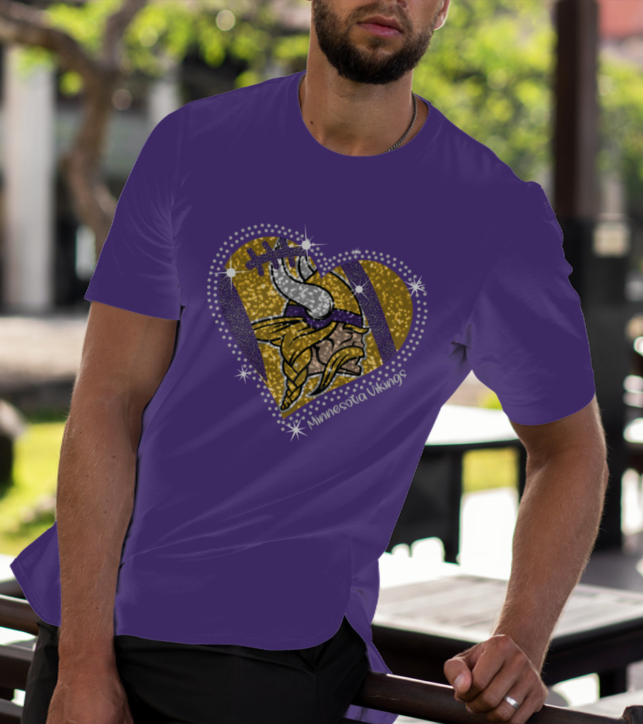 Minnesota Vikings Heart With Iconic Viking T-Shirt