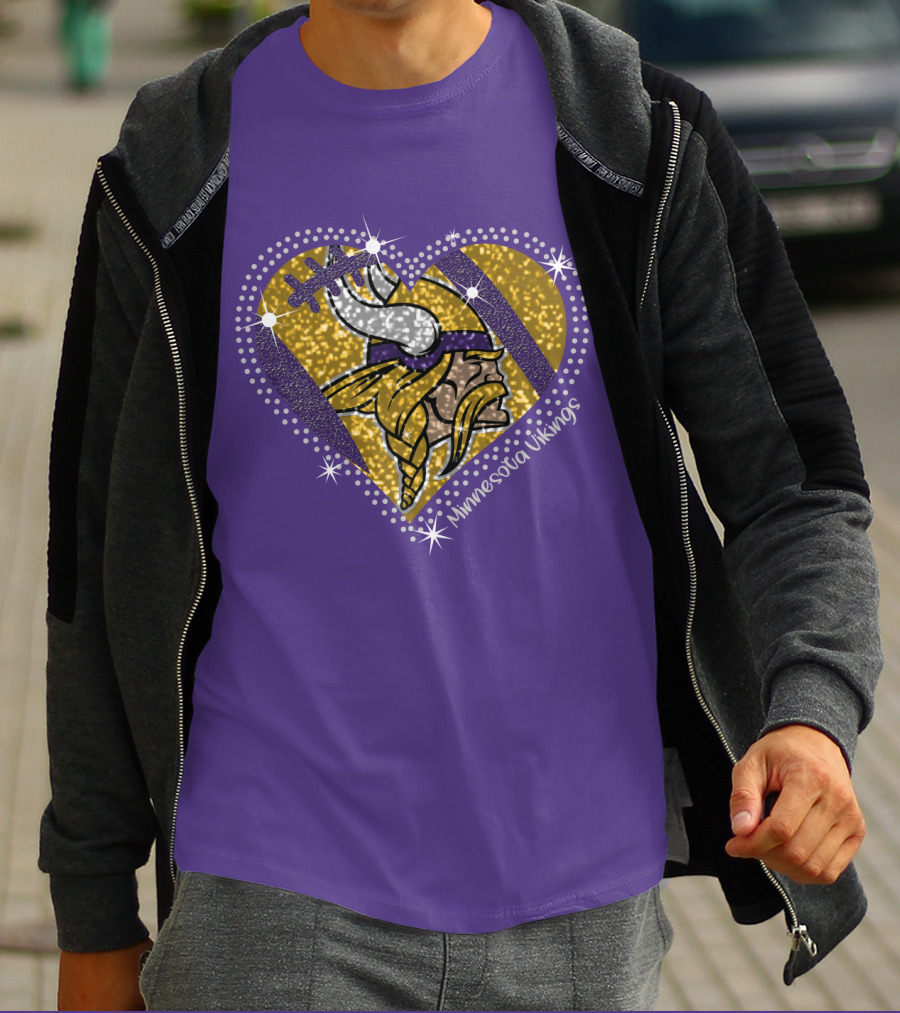 Minnesota Vikings Heart With Iconic Viking T-Shirt
