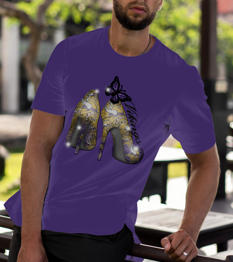 Minnesota Vikings High Heels Butterfly Sparkle T-Shirt