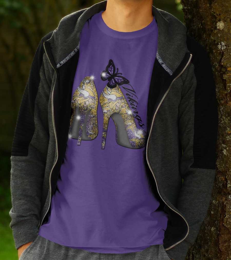 Minnesota Vikings High Heels Butterfly Sparkle T-Shirt
