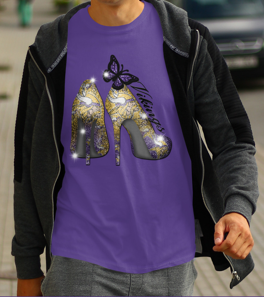 Minnesota Vikings High Heels Butterfly Sparkle T-Shirt