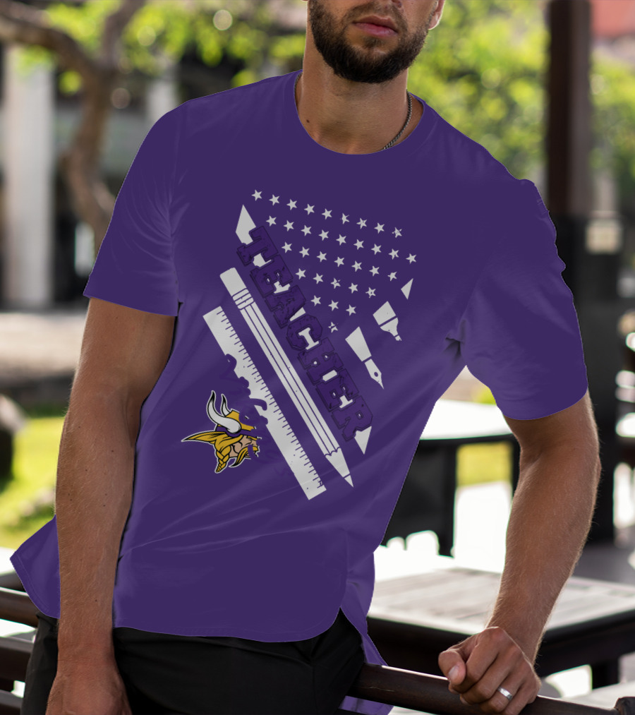 Minnesota Vikings Teacher Ruler Stars T-Shirt