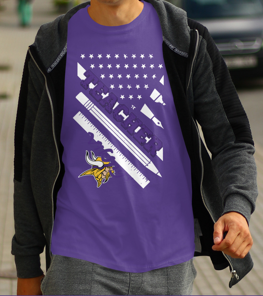Minnesota Vikings Teacher Ruler Stars T-Shirt