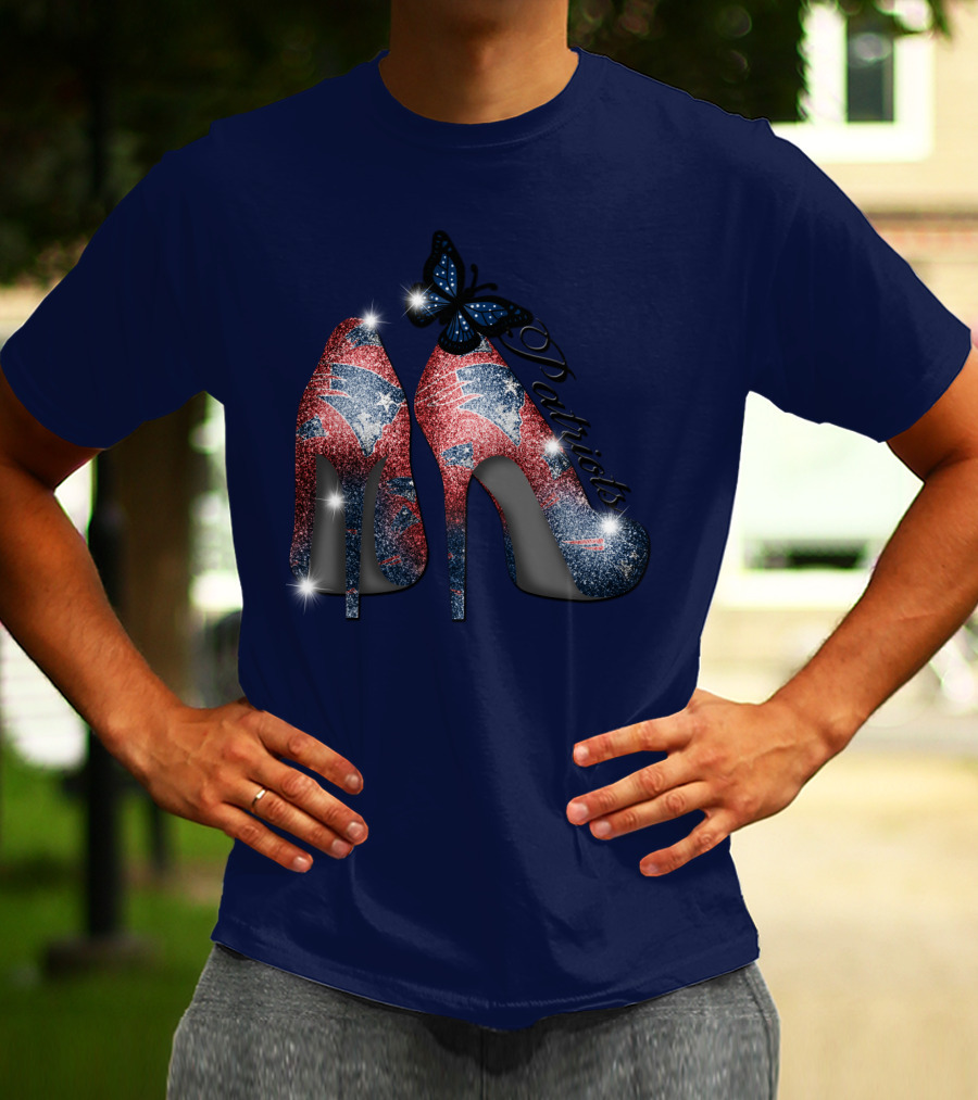 Patriots High Heels Design With Butterfly T-Shirt