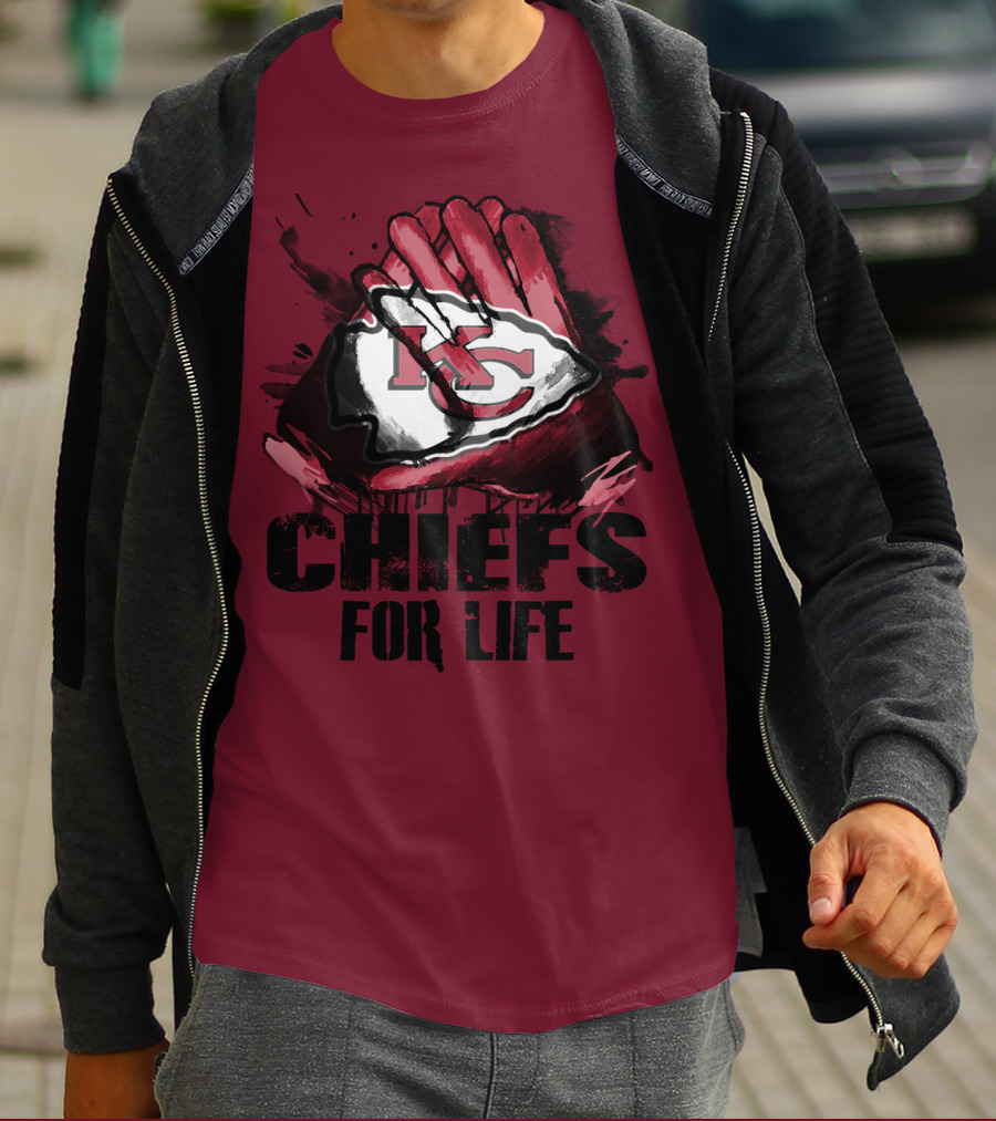 Kansas City Chiefs For Life Kc Logo Football Glove T-Shirt