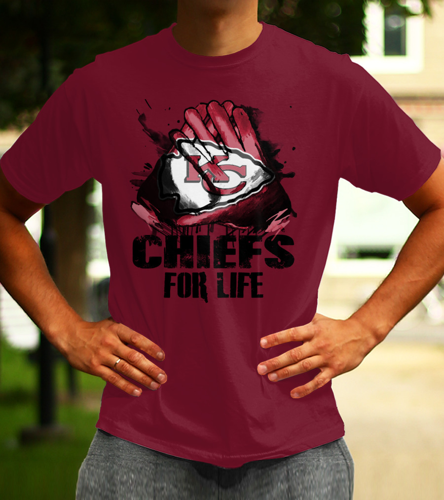 Kansas City Chiefs For Life Kc Logo Football Glove T-Shirt