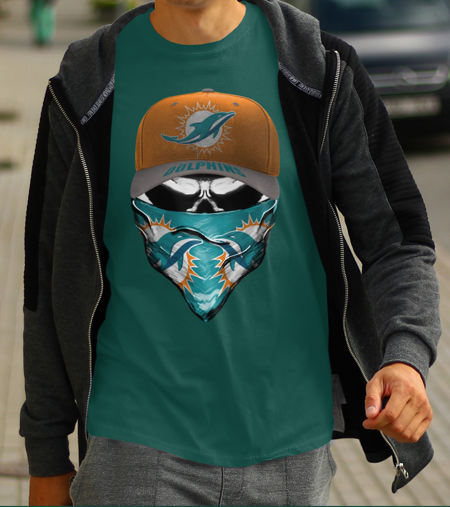 Dolphins Miami Dolphins Logo Mask And Cap T-Shirt