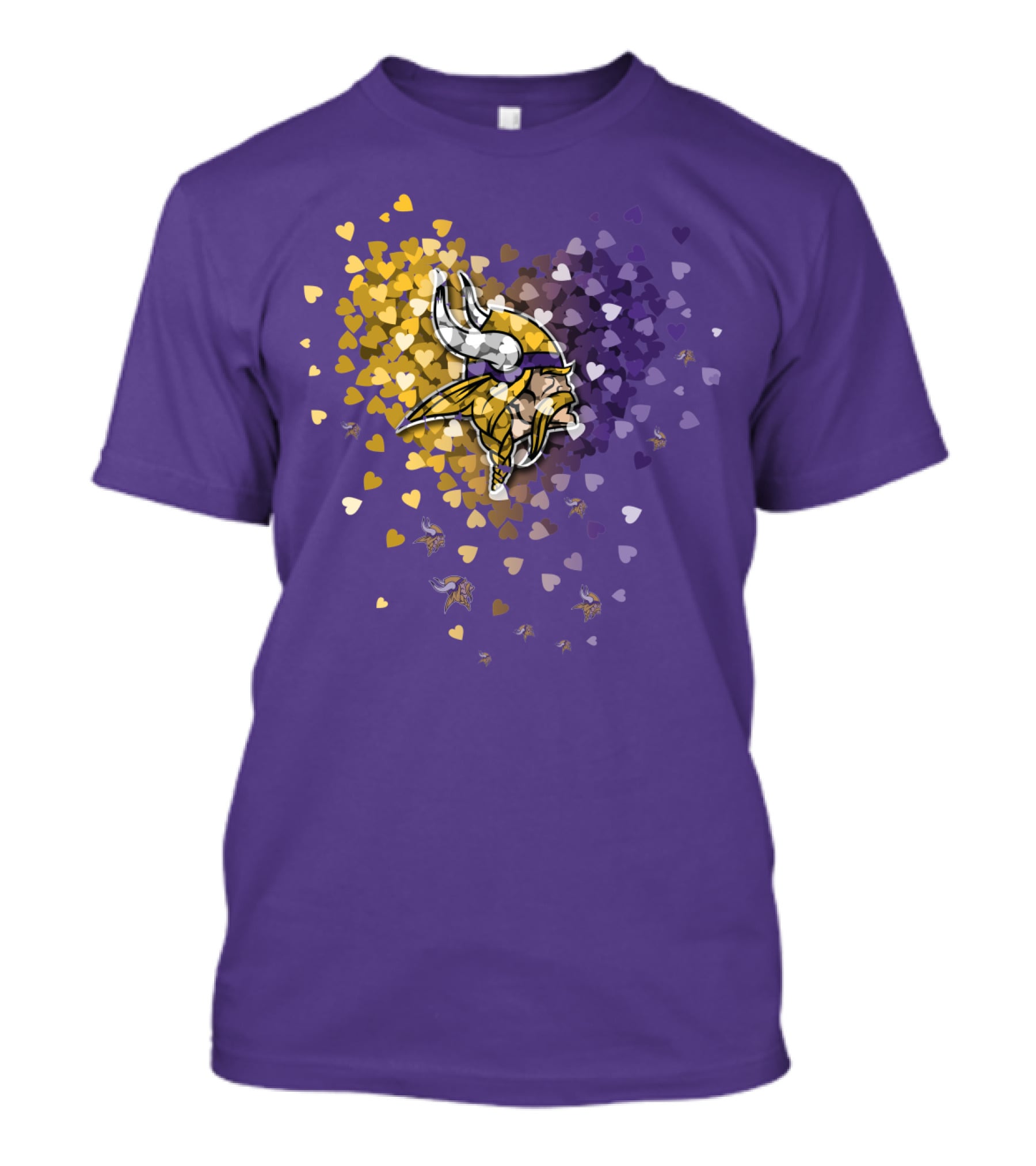 Minnesota Vikings Heart Logo Purple And Gold Hearts T-Shirt
