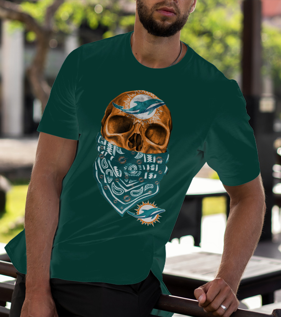 Miami Dolphins Skull Bandana T-Shirt