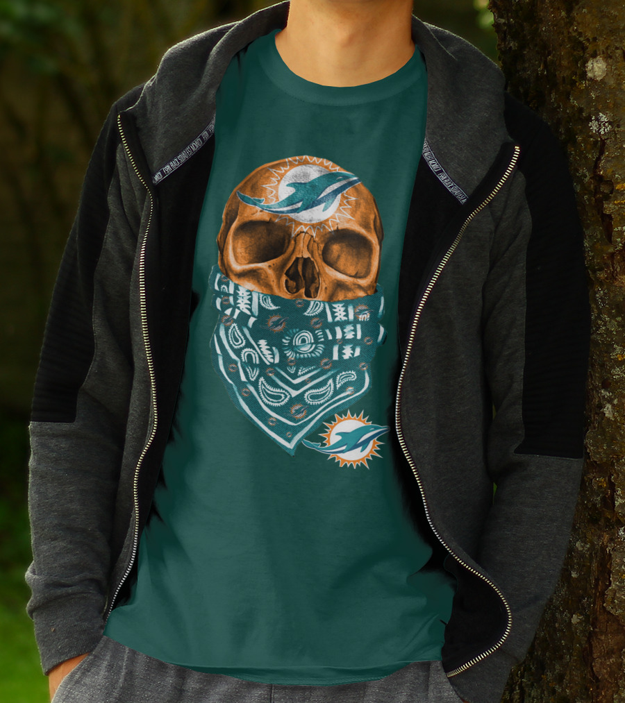 Miami Dolphins Skull Bandana T-Shirt