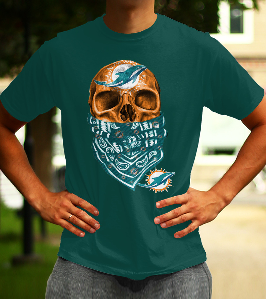 Miami Dolphins Skull Bandana T-Shirt